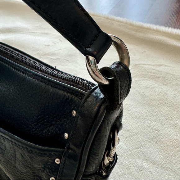 VERSACE (100% Authentic)- Vintage Black Leather Handbag - Picture 11 of 16